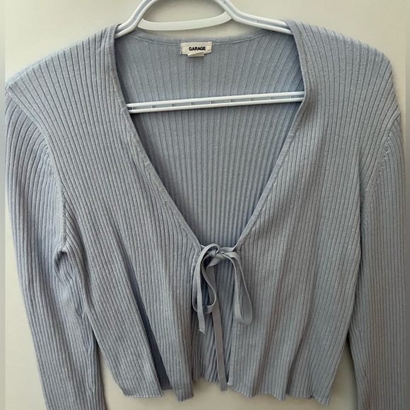 Garage front tie ribbed cardigan size medium - Picture 1 of 3